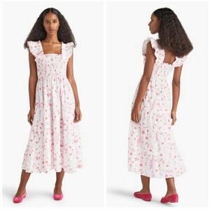 Hill House Home Midi Ellie Nap Dress Rose Botanical
Floral White Pink Size Large